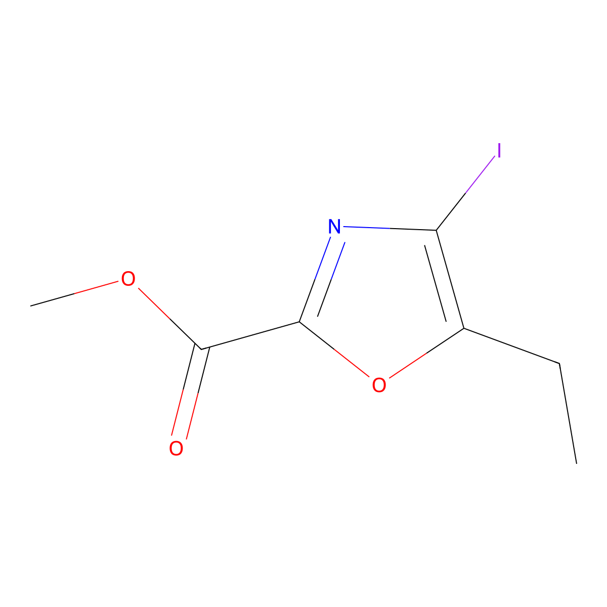 Methyl 5-ethyl-4-iodo-1,3-oxazole-2-carboxylate molecular structure, CAS 2870653-54-4