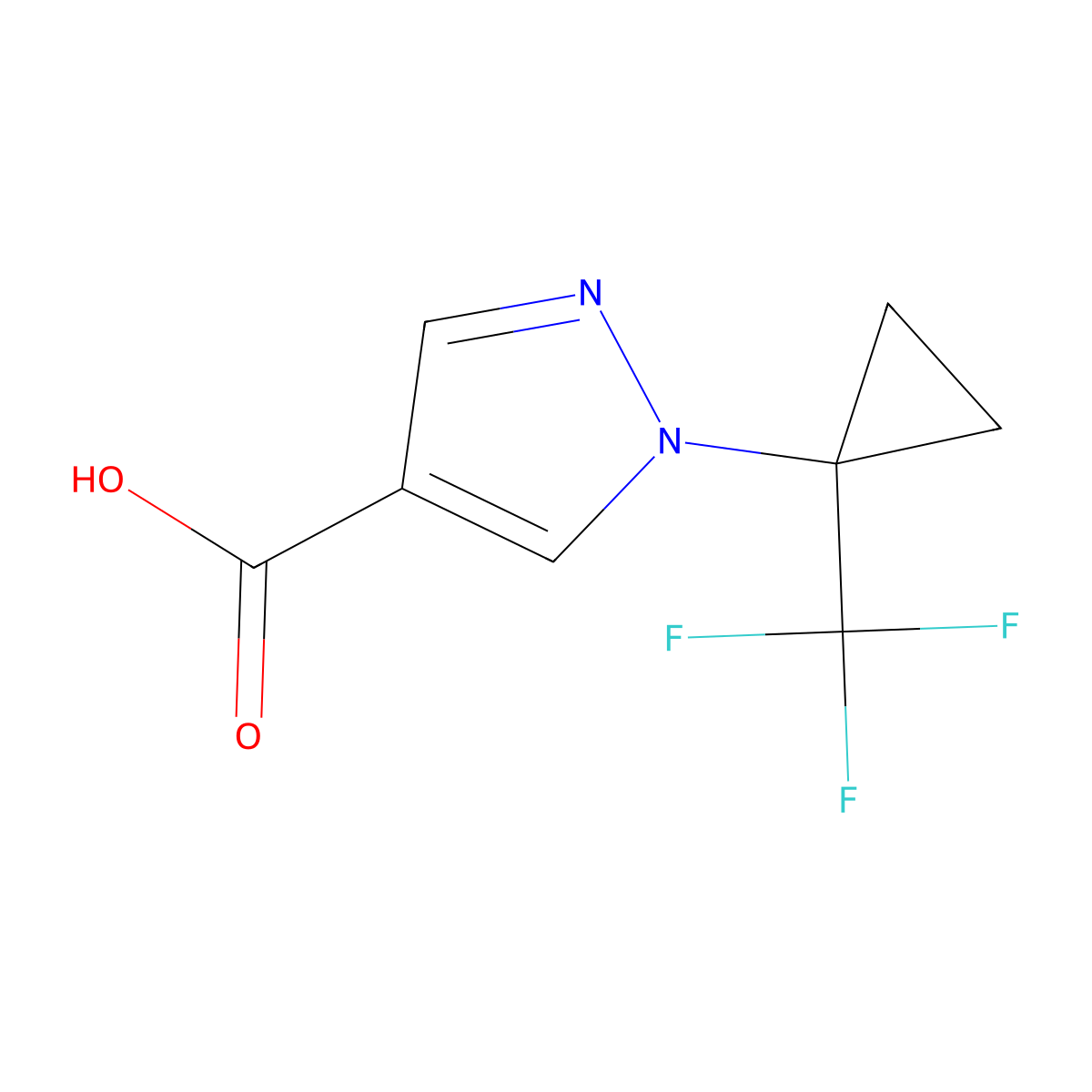 1-[1-(trifluoromethyl)cyclopropyl]-1H-pyrazole-4-carboxylic acid molecular structure, CAS 2870653-60-2