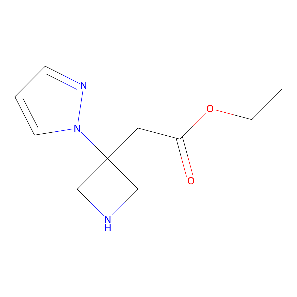 ethyl 2-[3-(1H-pyrazol-1-yl)azetidin-3-yl]acetate molecular structure, CAS 2870653-63-5