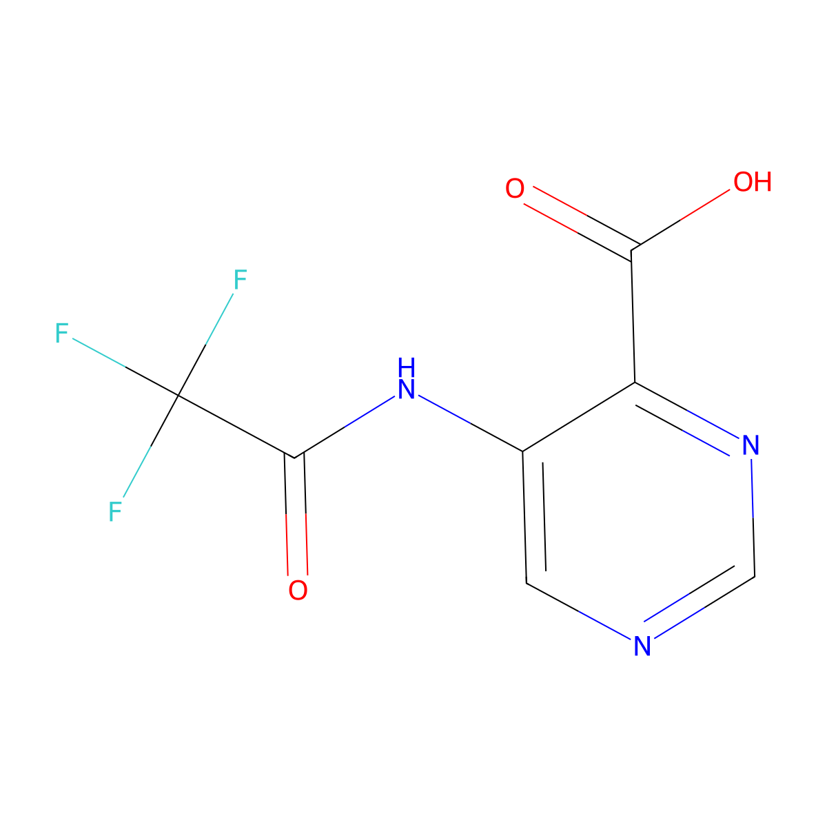 5-(2,2,2-Trifluoroacetamido)pyrimidine-4-carboxylic acid molecular structure, CAS 2870659-41-7