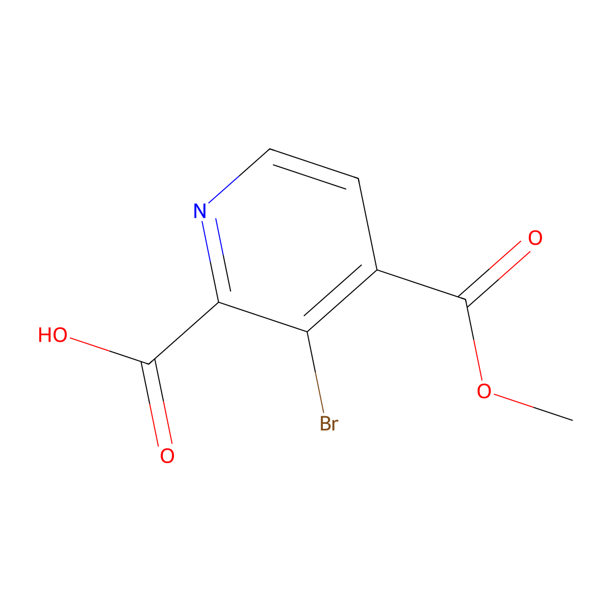 3-Bromo-4-(methoxycarbonyl)pyridine-2-carboxylic acid molecular structure, CAS 2870659-45-1