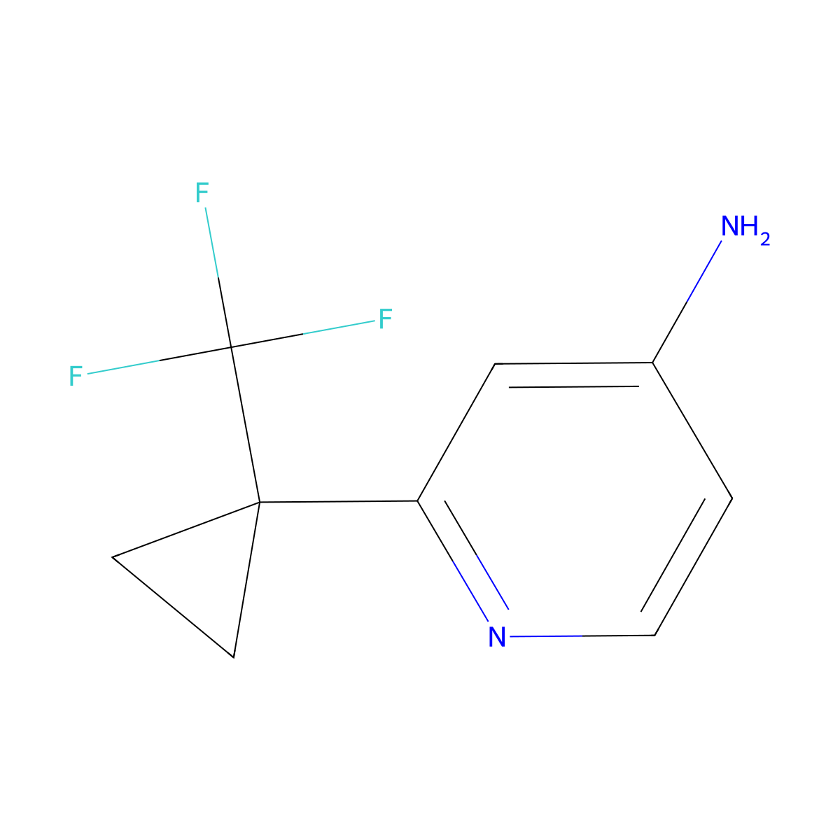 2-(1-(Trifluoromethyl)cyclopropyl)pyridin-4-amine molecular structure, CAS 2870659-61-1