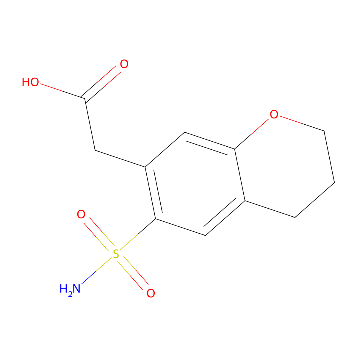 2-(6-sulfamoyl-3,4-dihydro-2H-1-benzopyran-7-yl)acetic acid molecular structure, CAS 2870659-77-9