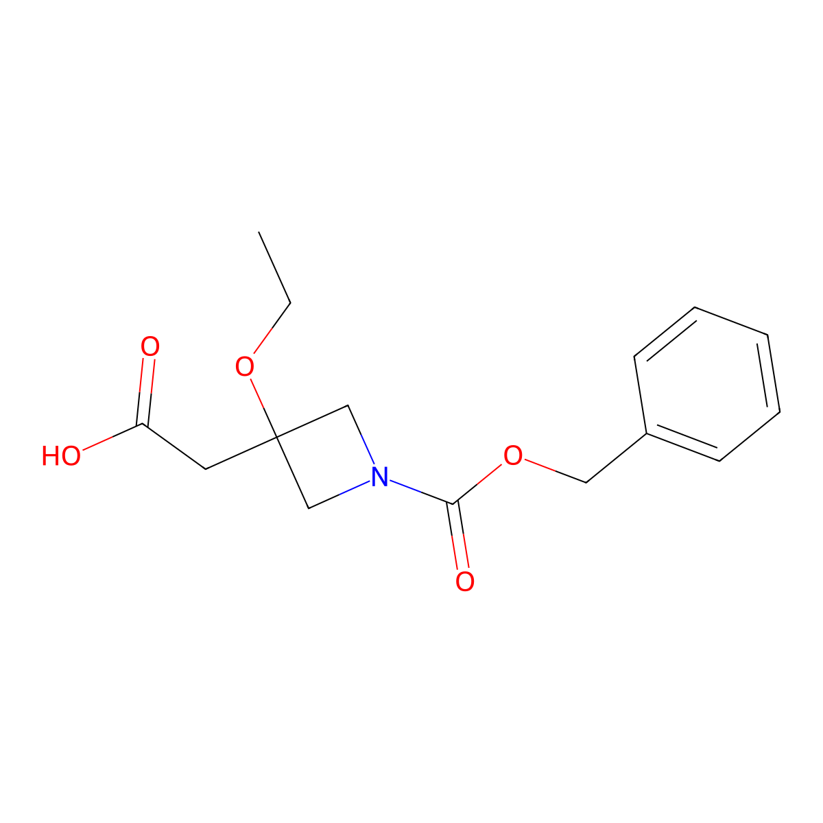 2-{1-[(Benzyloxy)carbonyl]-3-ethoxyazetidin-3-yl}acetic acid molecular structure, CAS 2870659-83-7