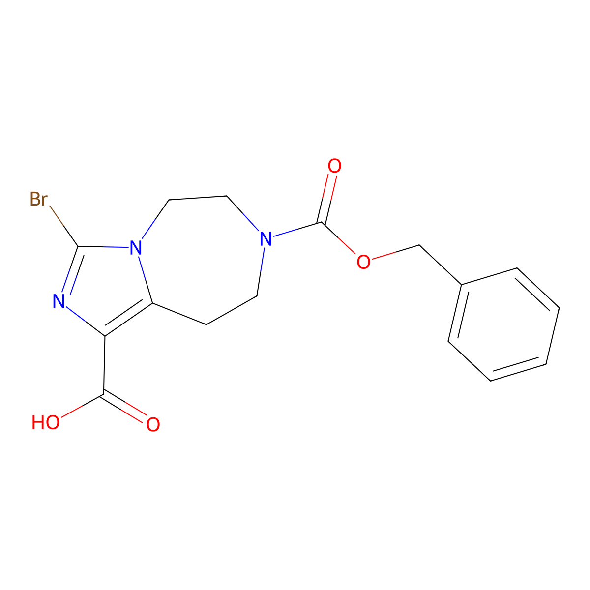 7-[(benzyloxy)carbonyl]-3-bromo-5H,6H,7H,8H,9H-imidazo[1,5-d][1,4]diazepine-1-carboxylic acid molecular structure, CAS 2870659-84-8