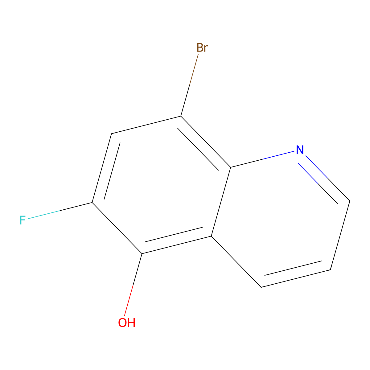 8-Bromo-6-fluoroquinolin-5-ol molecular structure, CAS 2870659-85-9