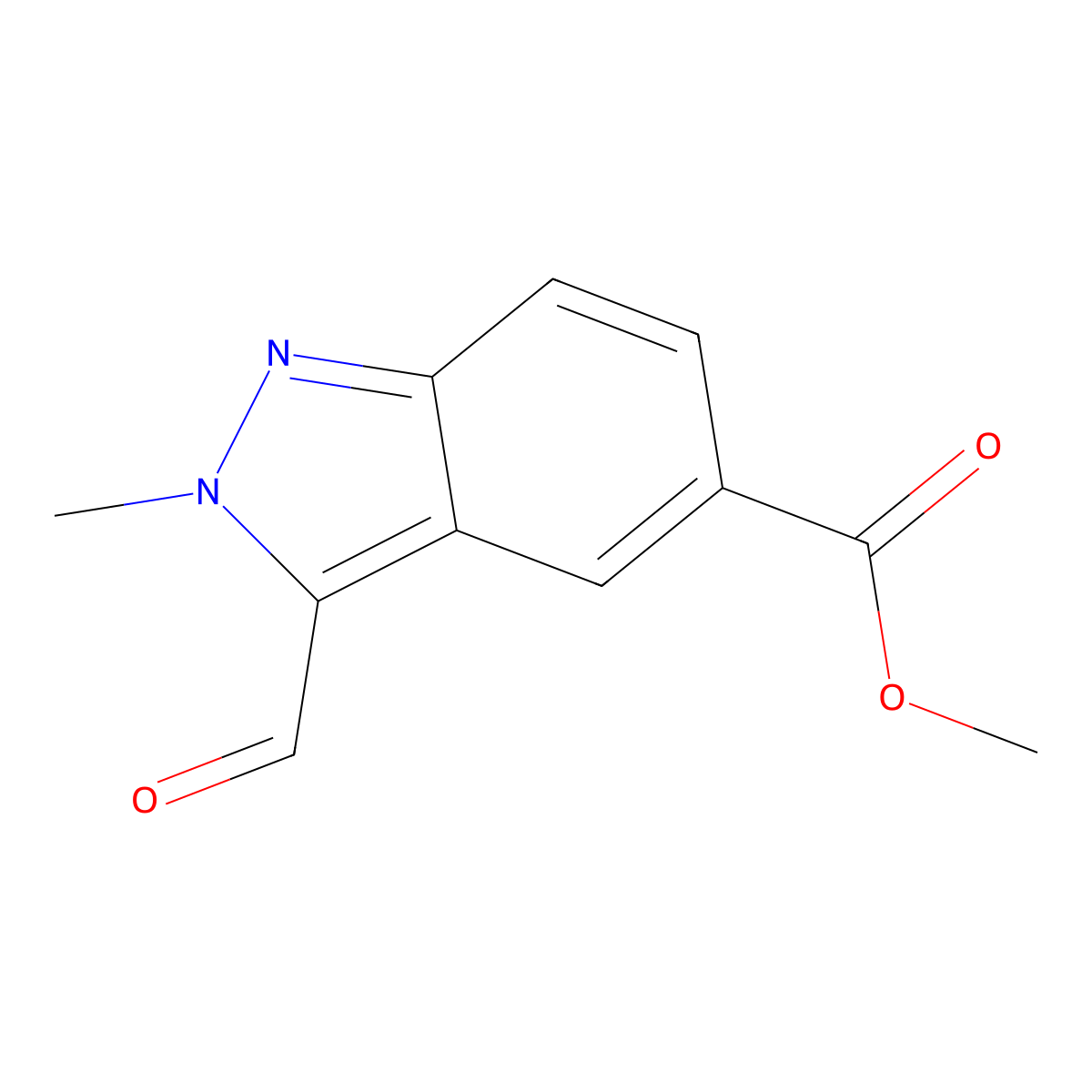 methyl 3-formyl-2-methyl-2H-indazole-5-carboxylate molecular structure, CAS 2870659-89-3