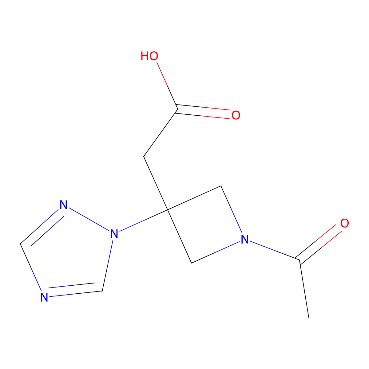 2-(1-Acetyl-3-(1H-1,2,4-triazol-1-YL)azetidin-3-YL)acetic acid molecular structure, CAS 2870659-91-7