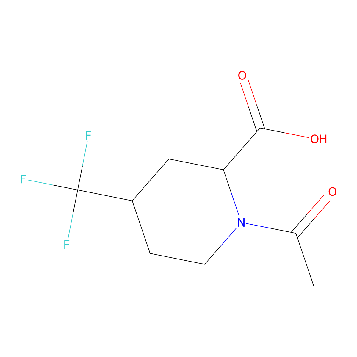 rac-(2R,4S)-1-acetyl-4-(trifluoromethyl)piperidine-2-carboxylic acid molecular structure, CAS 2870659-93-9