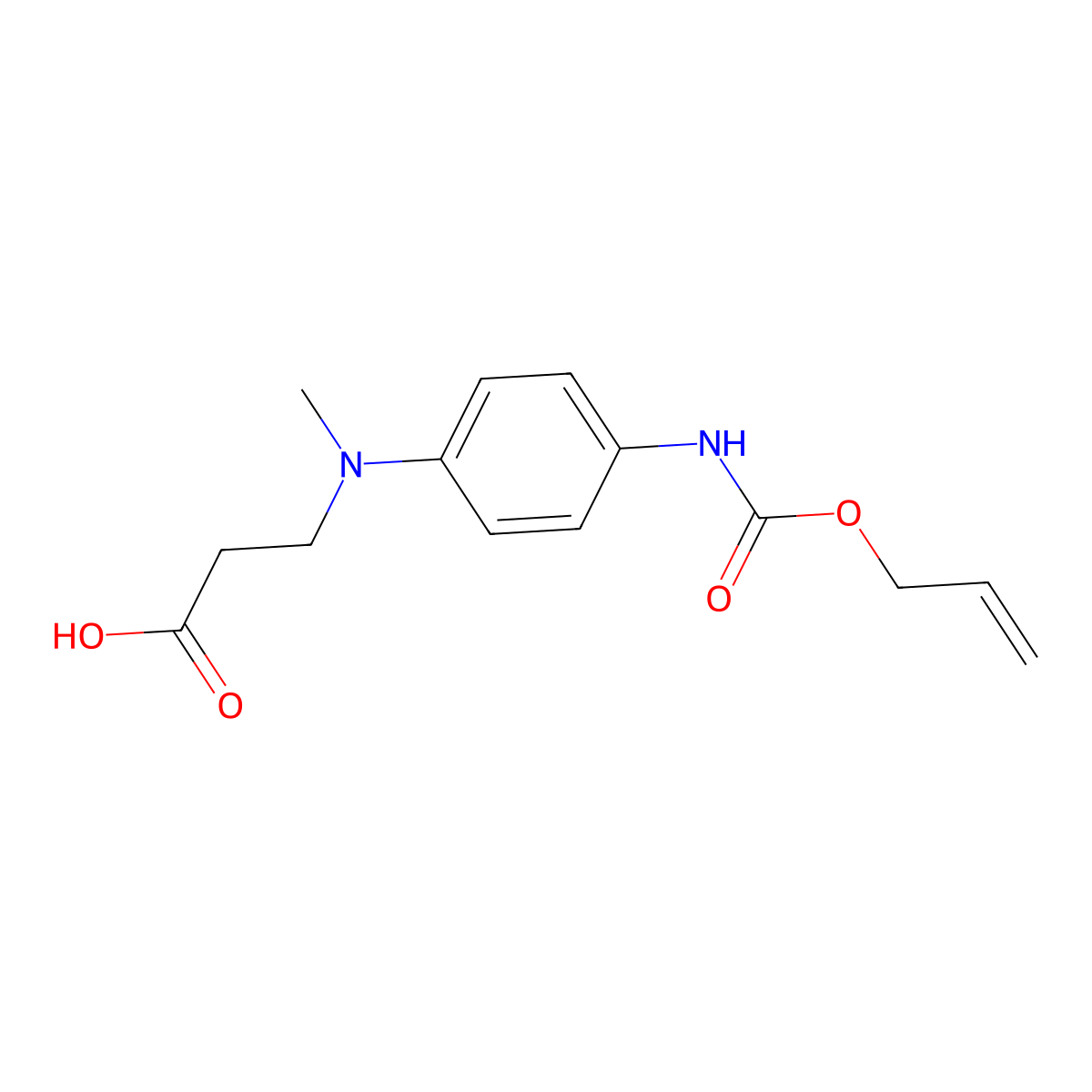 3-[Methyl(4-{[(prop-2-en-1-yloxy)carbonyl]amino}phenyl)amino]propanoic acid molecular structure, CAS 2870659-95-1