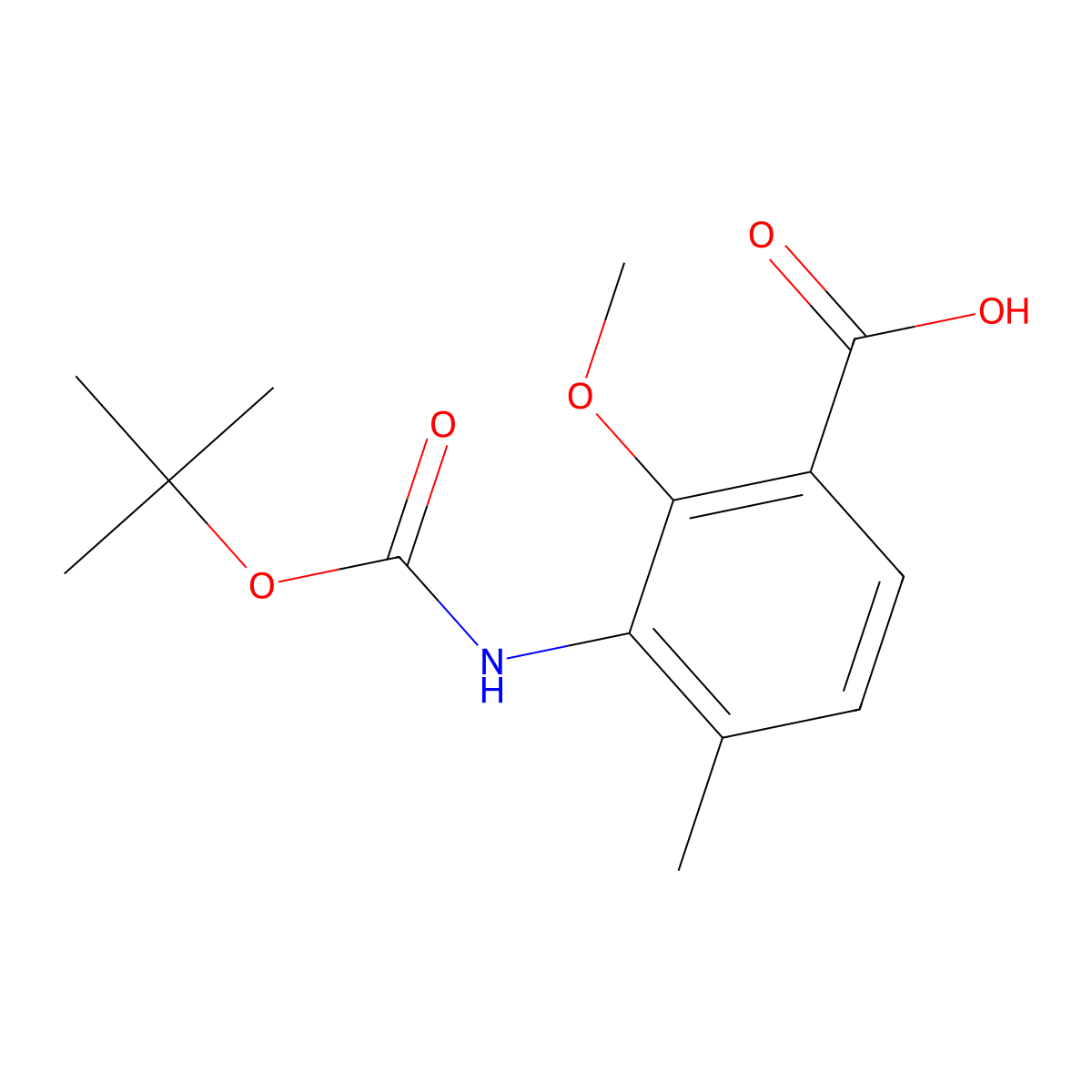 3-{[(Tert-butoxy)carbonyl]amino}-2-methoxy-4-methylbenzoic acid molecular structure, CAS 2870659-97-3