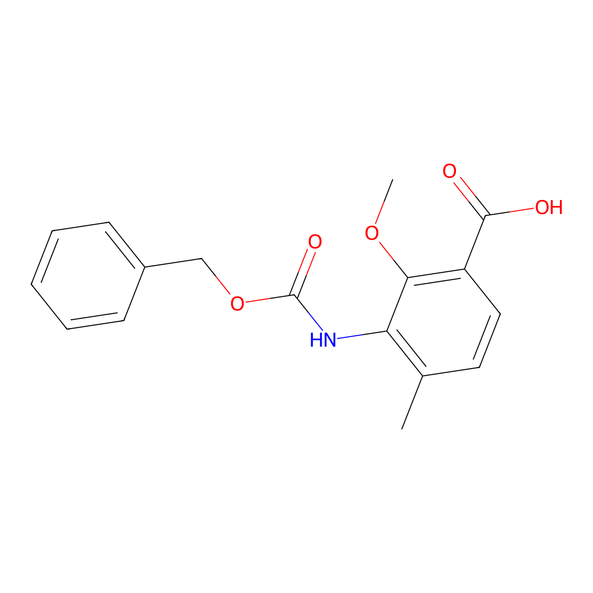 3-{[(Benzyloxy)carbonyl]amino}-2-methoxy-4-methylbenzoic acid molecular structure, CAS 2870660-00-5