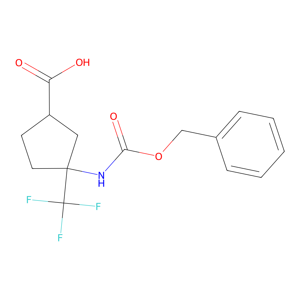 3-{[(Benzyloxy)carbonyl]amino}-3-(trifluoromethyl)cyclopentane-1-carboxylic acid molecular structure, CAS 2870660-01-6