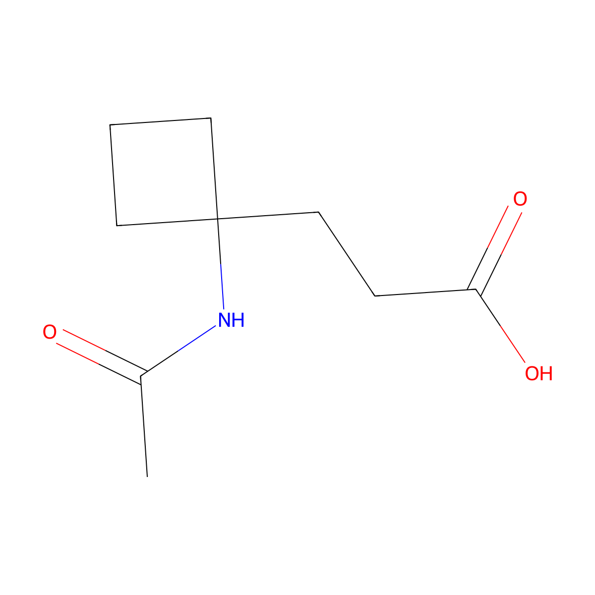 3-(1-Acetamidocyclobutyl)propanoic acid molecular structure, CAS 2870660-03-8