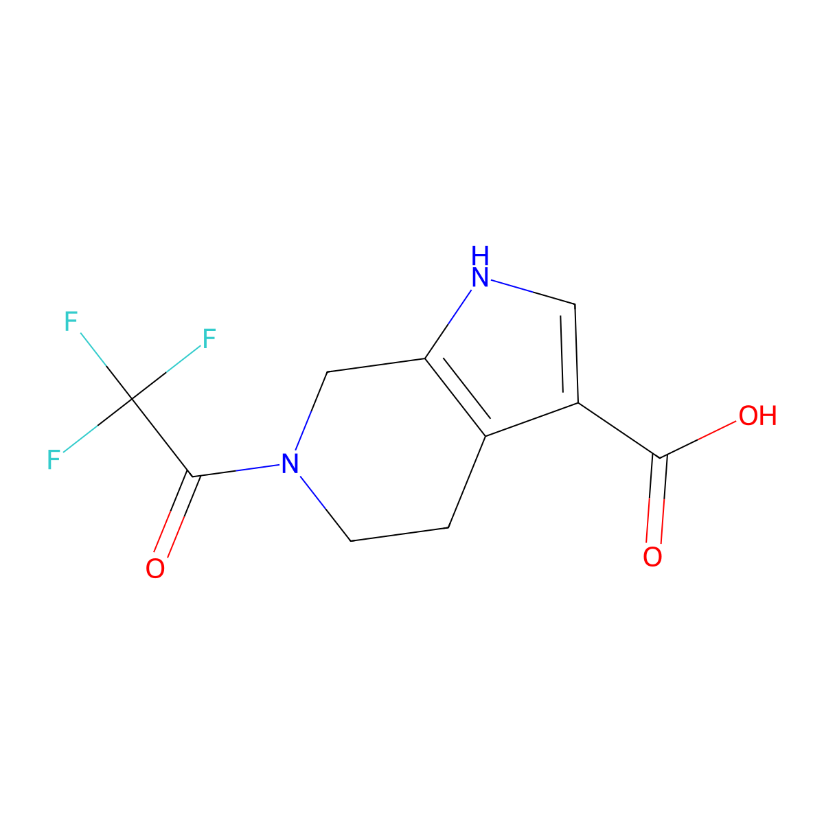 6-(2,2,2-trifluoroacetyl)-1H,4H,5H,6H,7H-pyrrolo[2,3-c]pyridine-3-carboxylic acid molecular structure, CAS 2870660-06-1