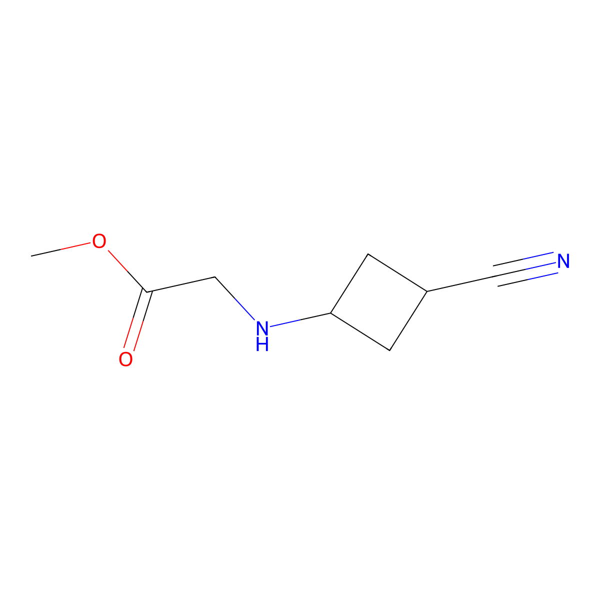 Methyl 2-[(3-cyanocyclobutyl)amino]acetate molecular structure, CAS 2870660-09-4