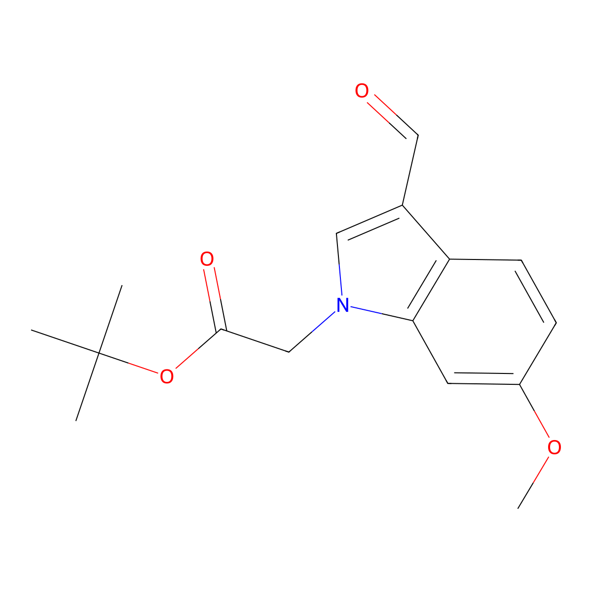 tert-butyl 2-(3-formyl-6-methoxy-1H-indol-1-yl)acetate molecular structure, CAS 2870660-11-8