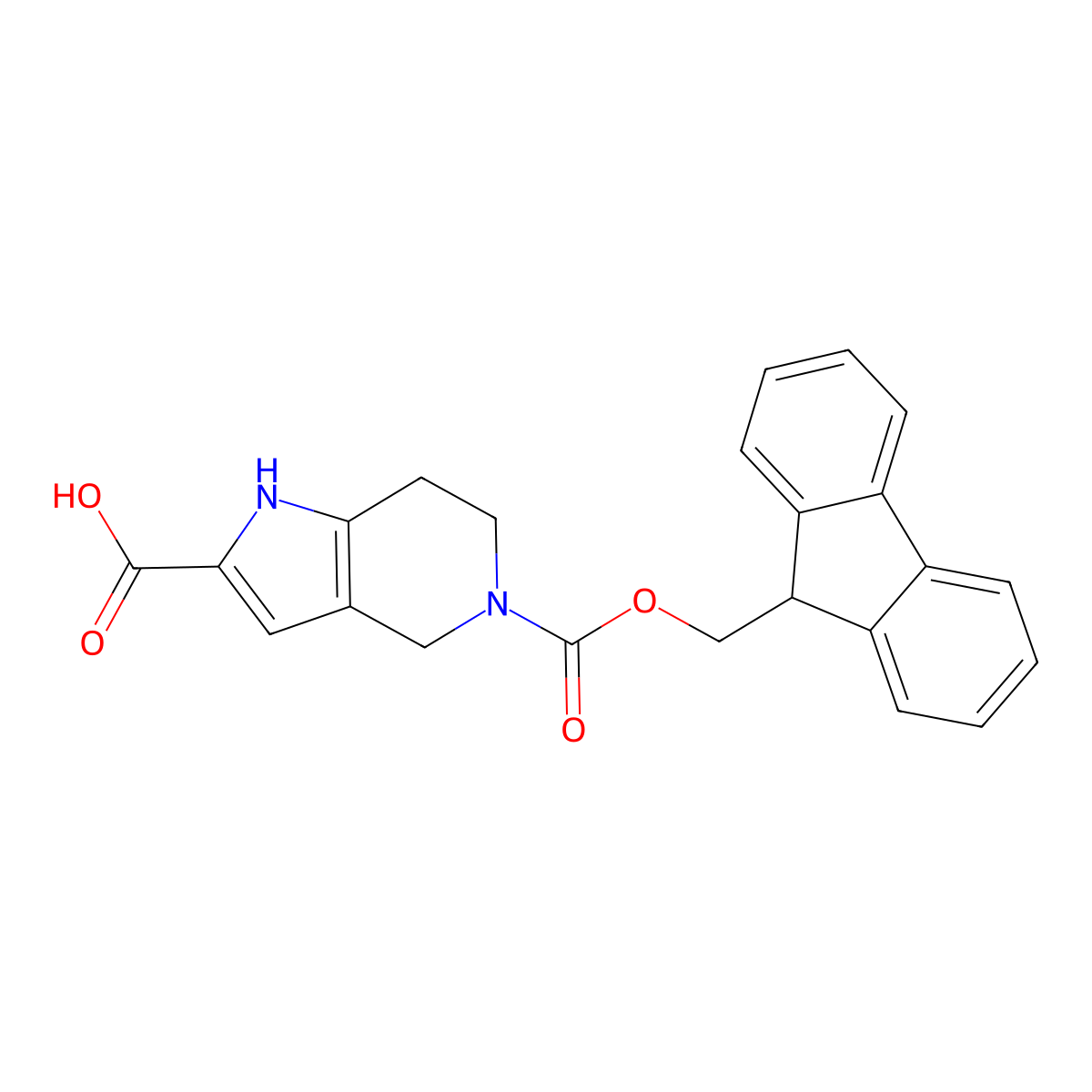 5-{[(9H-fluoren-9-yl)methoxy]carbonyl}-1H,4H,5H,6H,7H-pyrrolo[3,2-c]pyridine-2-carboxylic acid molecular structure, CAS 2870660-16-3