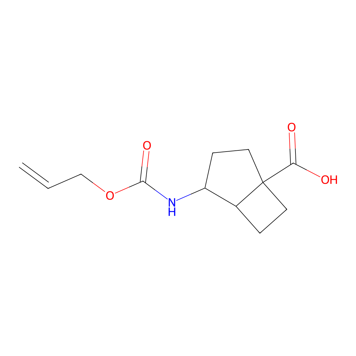 rac-(1R,4R,5S)-4-{[(prop-2-en-1-yloxy)carbonyl]amino}bicyclo[3.2.0]heptane-1-carboxylic acid molecular structure, CAS 2870660-21-0
