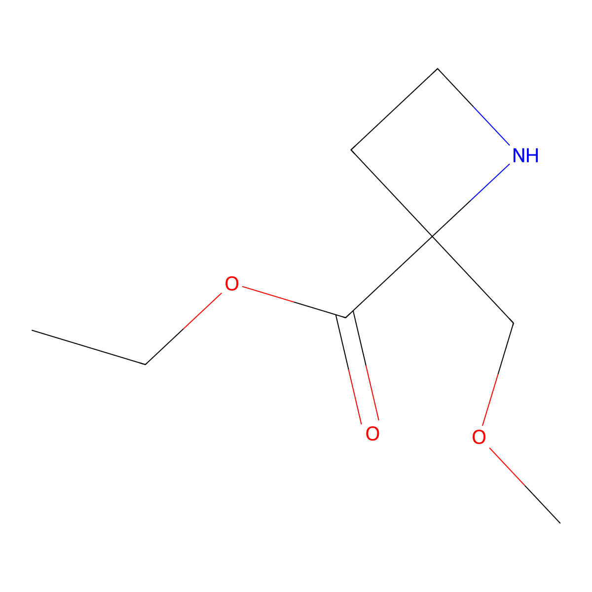 Ethyl 2-(methoxymethyl)azetidine-2-carboxylate molecular structure, CAS 2870660-25-4