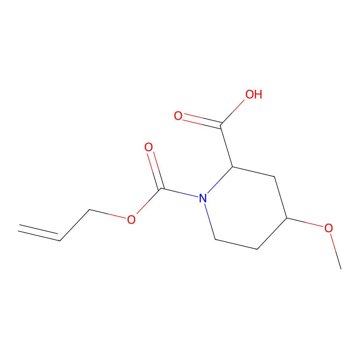 rac-(2R,4S)-4-methoxy-1-[(prop-2-en-1-yloxy)carbonyl]piperidine-2-carboxylic acid molecular structure, CAS 2870660-27-6