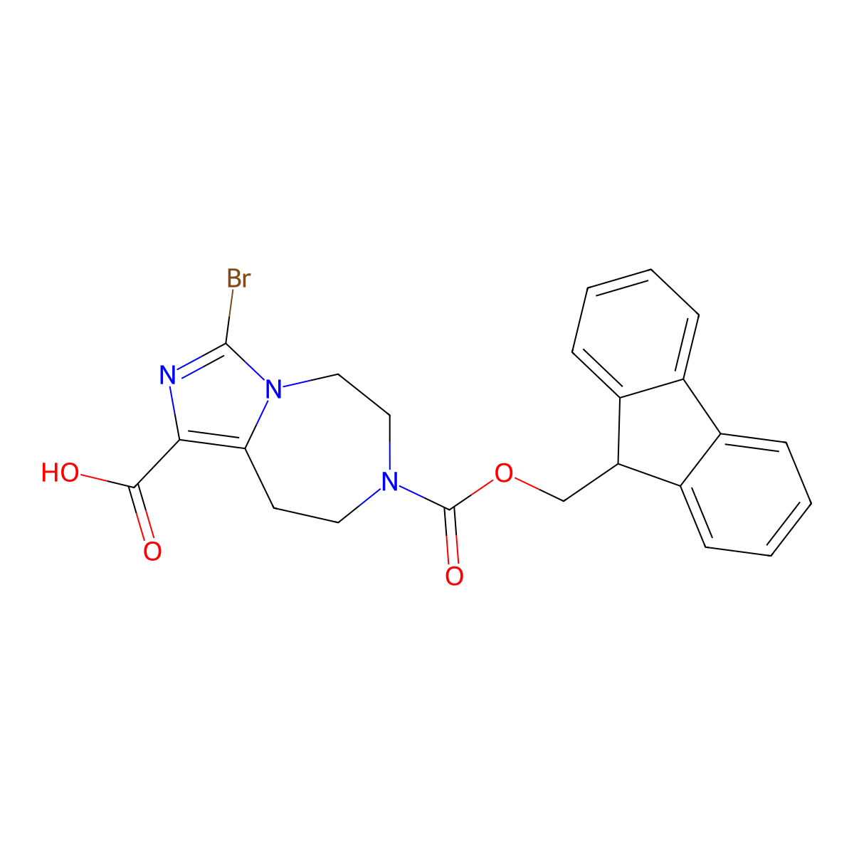 3-bromo-7-{[(9H-fluoren-9-yl)methoxy]carbonyl}-5H,6H,7H,8H,9H-imidazo[1,5-d][1,4]diazepine-1-carboxylic acid molecular structure, CAS 2870660-30-1