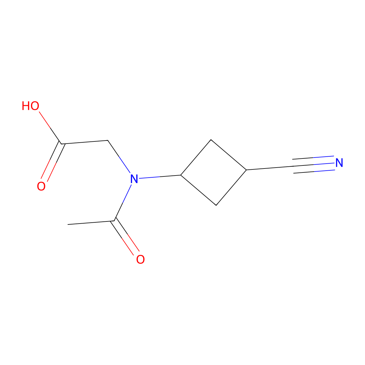 2-[N-(3-cyanocyclobutyl)acetamido]acetic acid molecular structure, CAS 2870660-31-2
