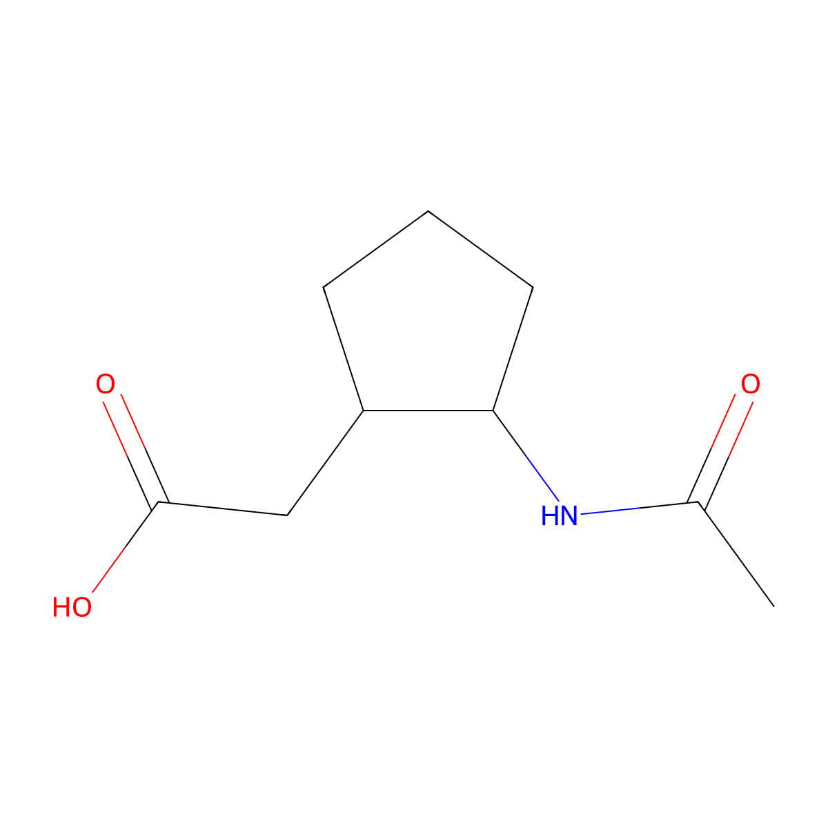 rac-2-[(1R,2R)-2-acetamidocyclopentyl]acetic acid molecular structure, CAS 2870660-37-8