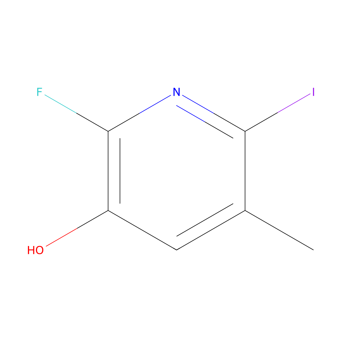 2-Fluoro-6-iodo-5-methylpyridin-3-ol molecular structure, CAS 2870660-54-9