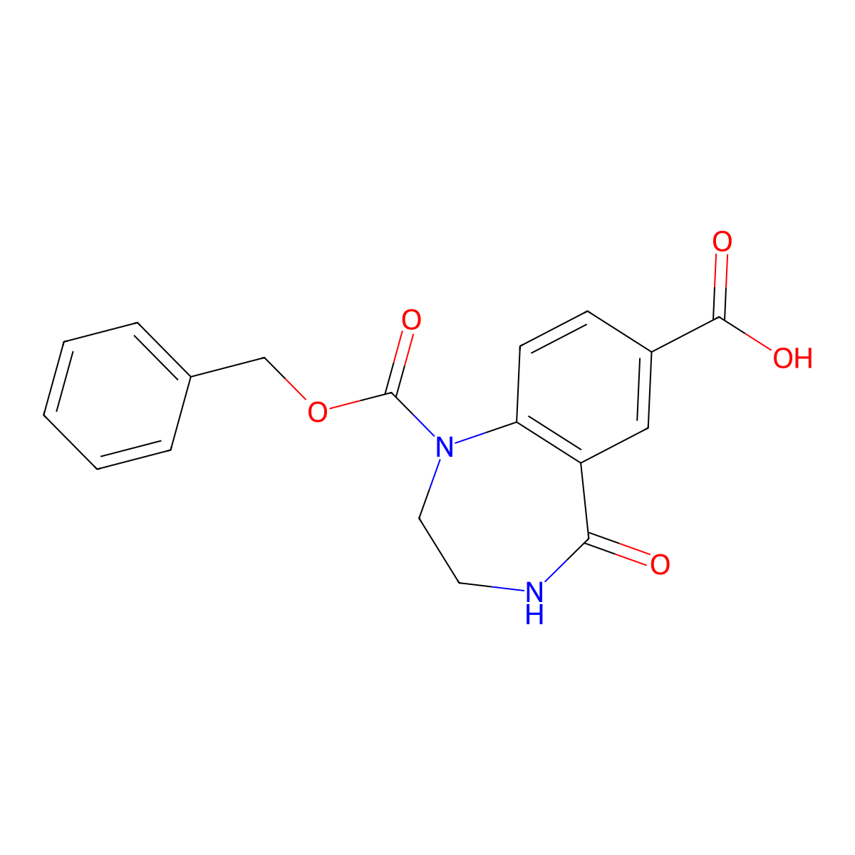 1-[(benzyloxy)carbonyl]-5-oxo-2,3,4,5-tetrahydro-1H-1,4-benzodiazepine-7-carboxylic acid molecular structure, CAS 2870660-55-0