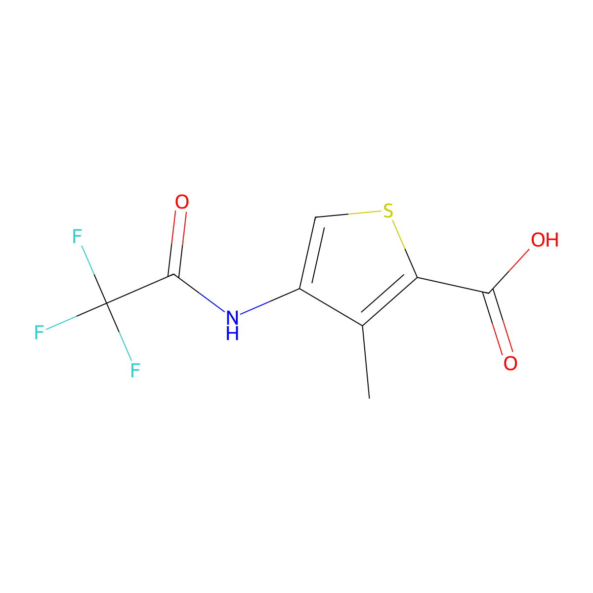 3-Methyl-4-(2,2,2-trifluoroacetamido)thiophene-2-carboxylic acid molecular structure, CAS 2870660-57-2