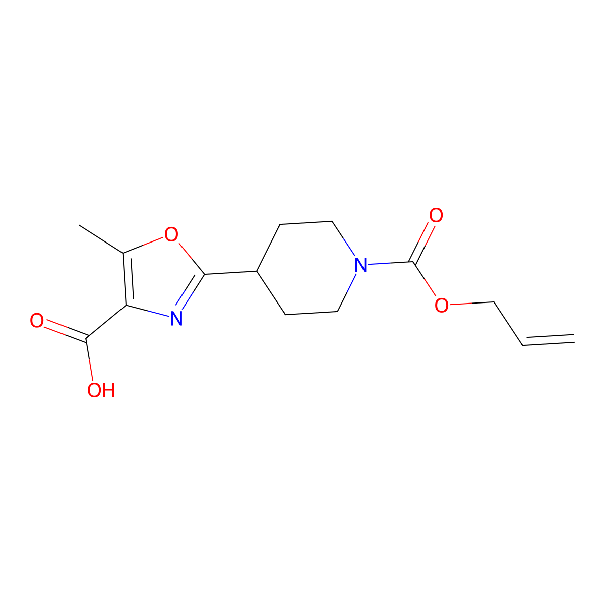 5-Methyl-2-{1-[(prop-2-en-1-yloxy)carbonyl]piperidin-4-yl}-1,3-oxazole-4-carboxylic acid molecular structure, CAS 2870660-64-1