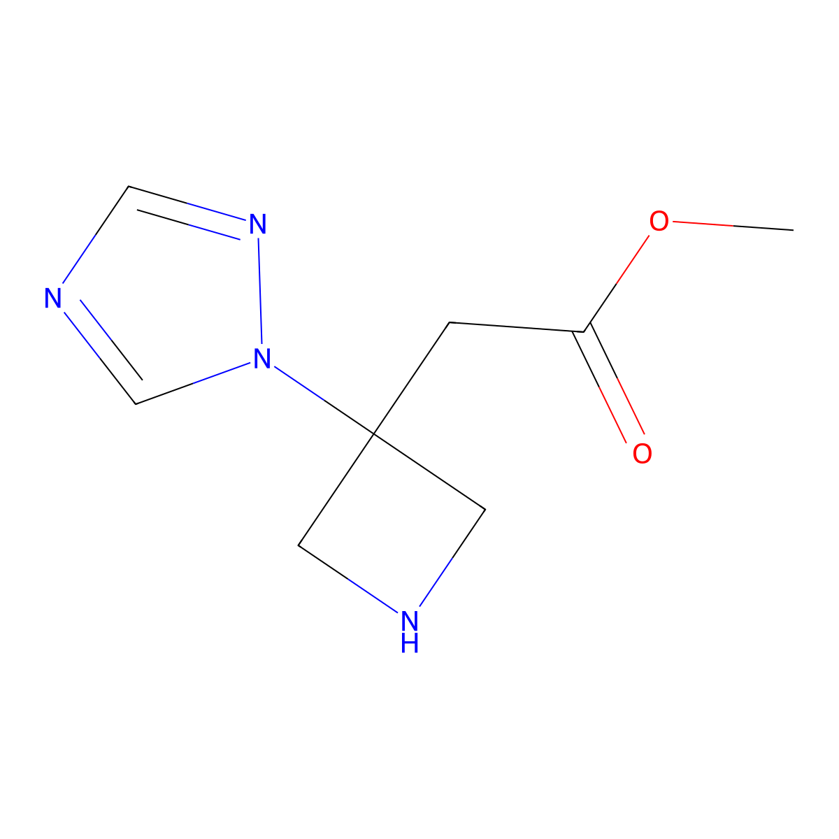 methyl 2-[3-(1H-1,2,4-triazol-1-yl)azetidin-3-yl]acetate molecular structure, CAS 2870660-68-5
