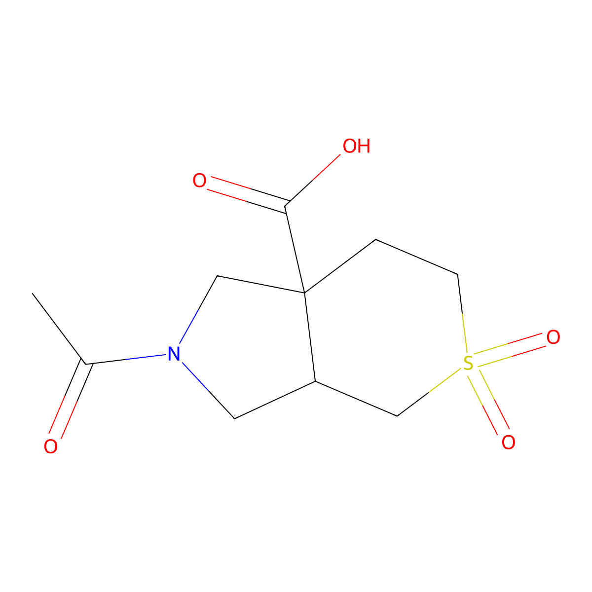 rac-(3aR,7aR)-2-acetyl-5,5-dioxo-octahydro-5lambda6-thiopyrano[3,4-c]pyrrole-7a-carboxylic acid molecular structure, CAS 2870660-70-9