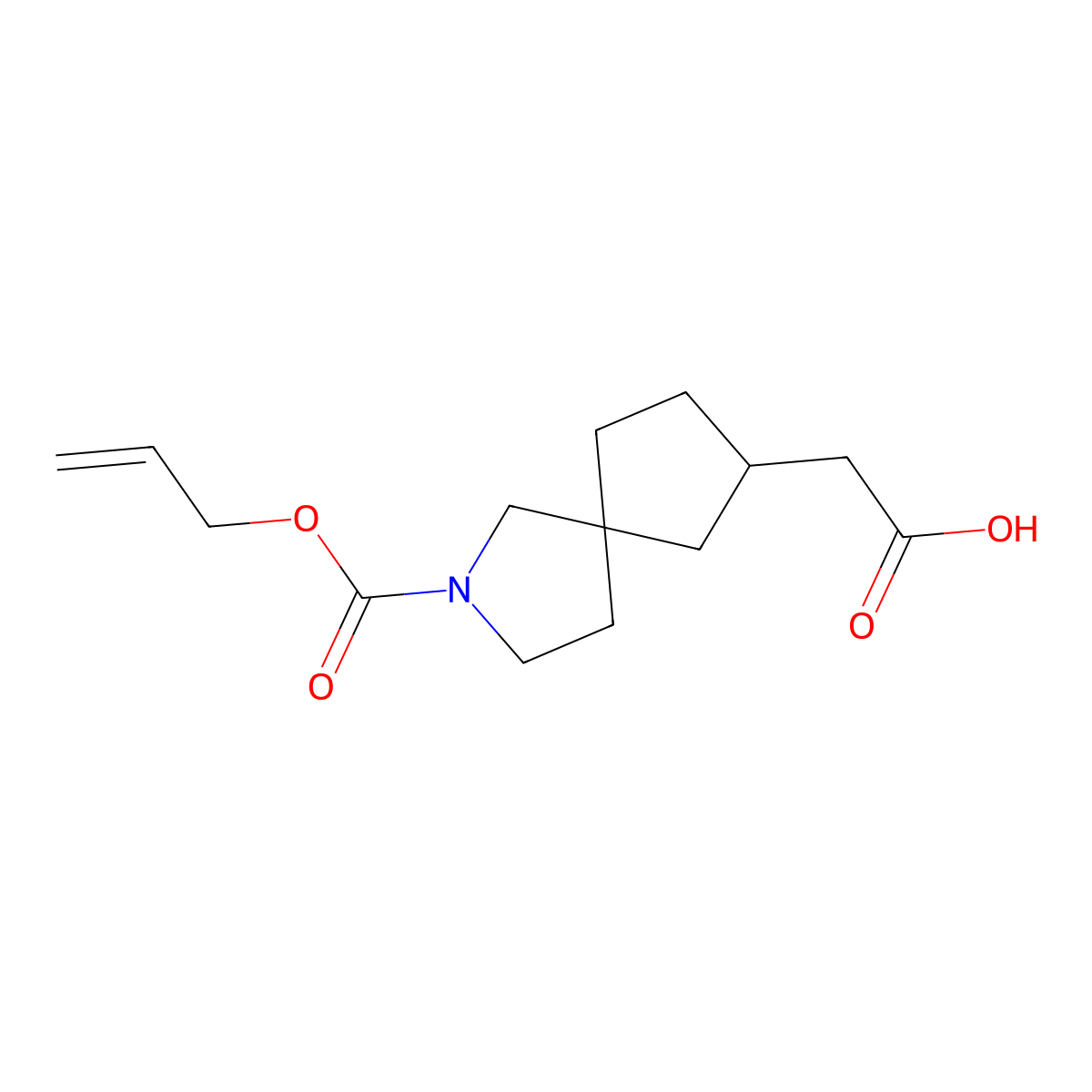 2-{2-[(Prop-2-en-1-yloxy)carbonyl]-2-azaspiro[4.4]nonan-7-yl}acetic acid molecular structure, CAS 2870660-71-0