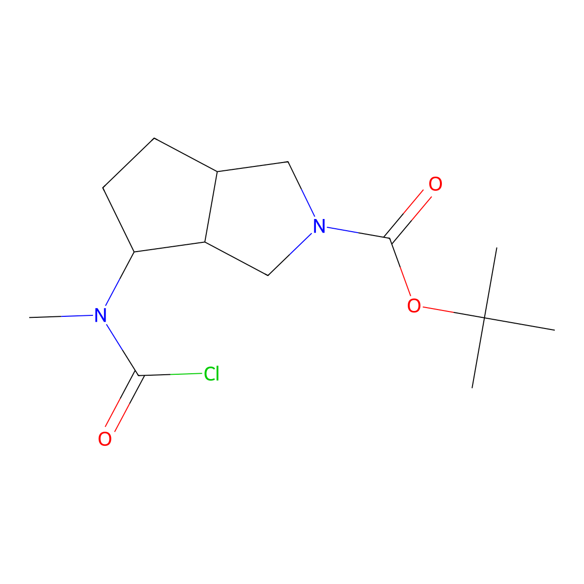 Tert-butyl 4-[(chlorocarbonyl)(methyl)amino]-octahydrocyclopenta[c]pyrrole-2-carboxylate molecular structure, CAS 2870660-74-3