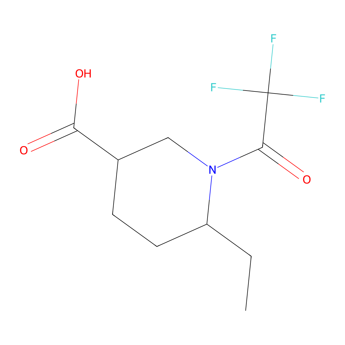 6-Ethyl-1-(2,2,2-trifluoroacetyl)piperidine-3-carboxylic acid molecular structure, CAS 2870660-77-6