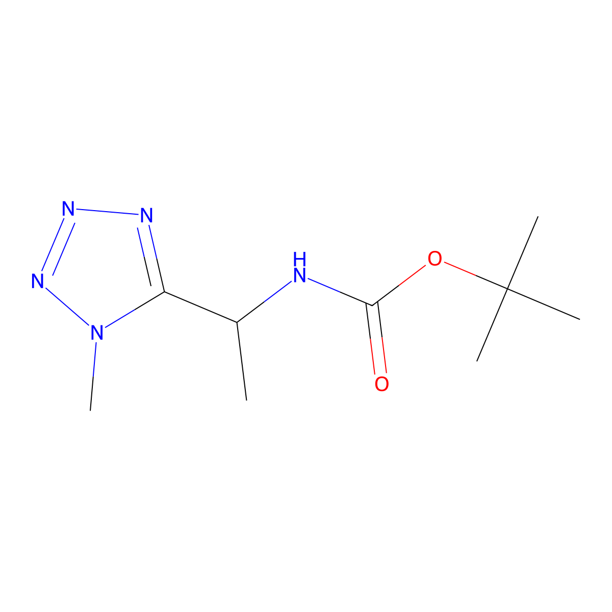 tert-butyl N-[1-(1-methyl-1H-1,2,3,4-tetrazol-5-yl)ethyl]carbamate molecular structure, CAS 2870660-86-7
