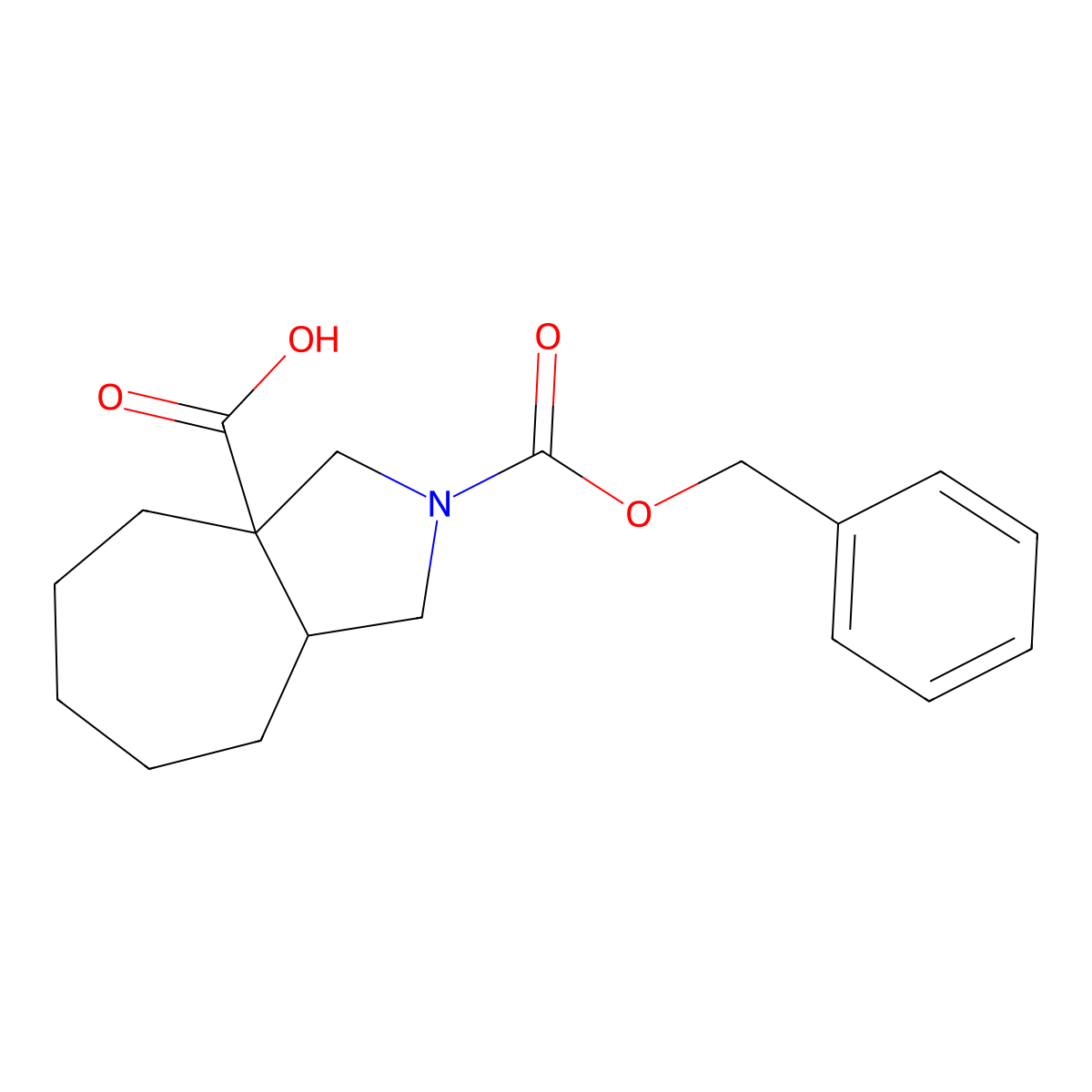rac-(3aR,8aR)-2-[(benzyloxy)carbonyl]-decahydrocyclohepta[c]pyrrole-3a-carboxylic acid molecular structure, CAS 2870660-87-8