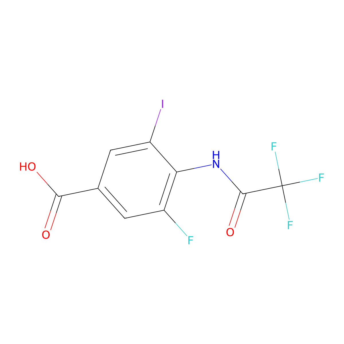 3-Fluoro-5-iodo-4-(2,2,2-trifluoroacetamido)benzoic acid molecular structure, CAS 2870660-94-7