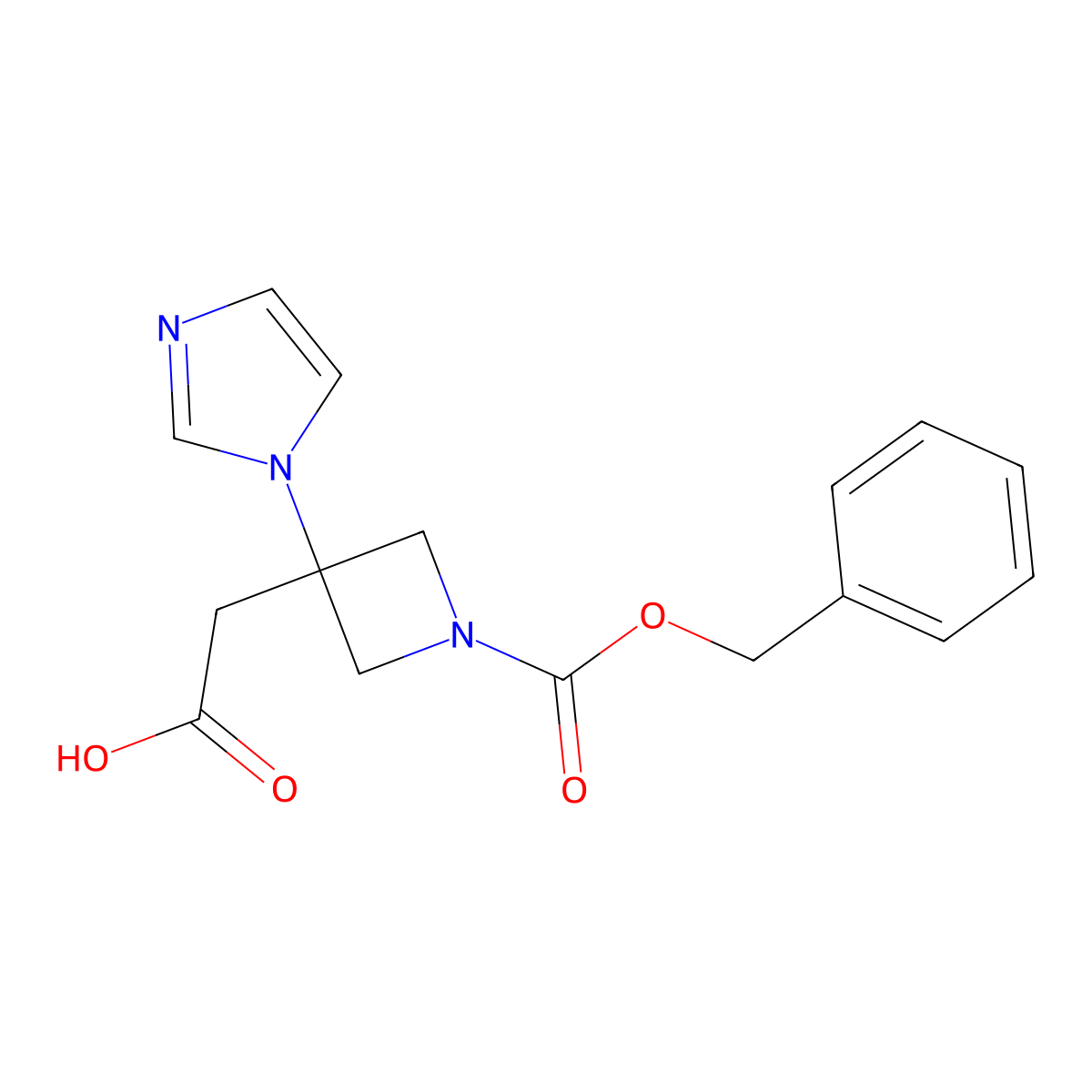 2-{1-[(benzyloxy)carbonyl]-3-(1H-imidazol-1-yl)azetidin-3-yl}acetic acid molecular structure, CAS 2870661-08-6