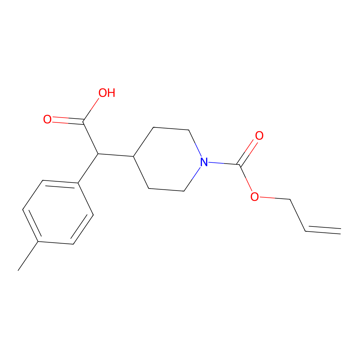 2-(4-Methylphenyl)-2-{1-[(prop-2-en-1-yloxy)carbonyl]piperidin-4-yl}acetic acid molecular structure, CAS 2870661-11-1