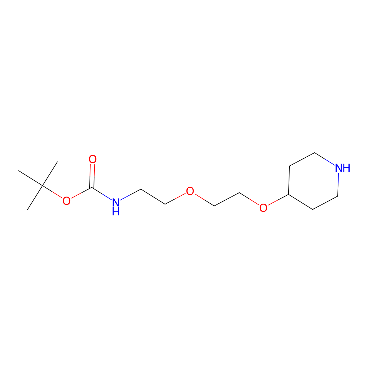 tert-butyl N-{2-[2-(piperidin-4-yloxy)ethoxy]ethyl}carbamate molecular structure, CAS 2870661-17-7