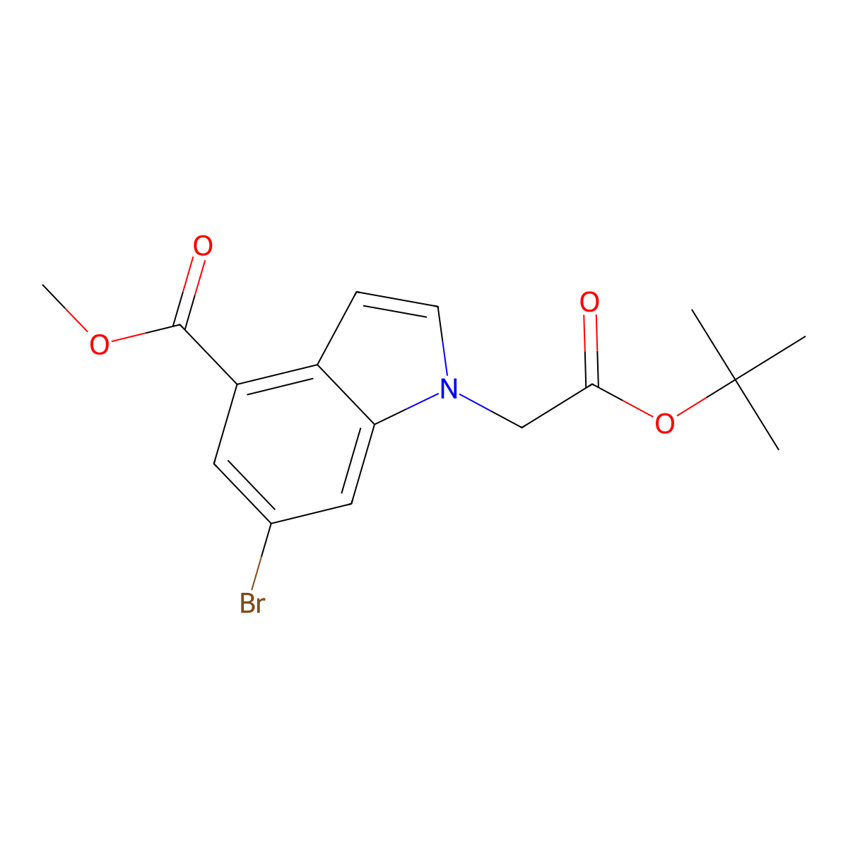 methyl 6-bromo-1-[2-(tert-butoxy)-2-oxoethyl]-1H-indole-4-carboxylate molecular structure, CAS 2870661-20-2