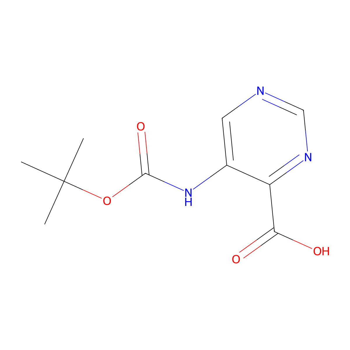 5-{[(Tert-butoxy)carbonyl]amino}pyrimidine-4-carboxylic acid molecular structure, CAS 2870661-22-4
