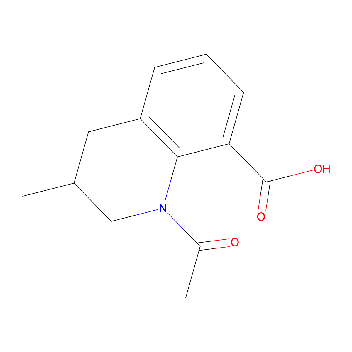 1-Acetyl-3-methyl-1,2,3,4-tetrahydroquinoline-8-carboxylic acid molecular structure, CAS 2870661-27-9