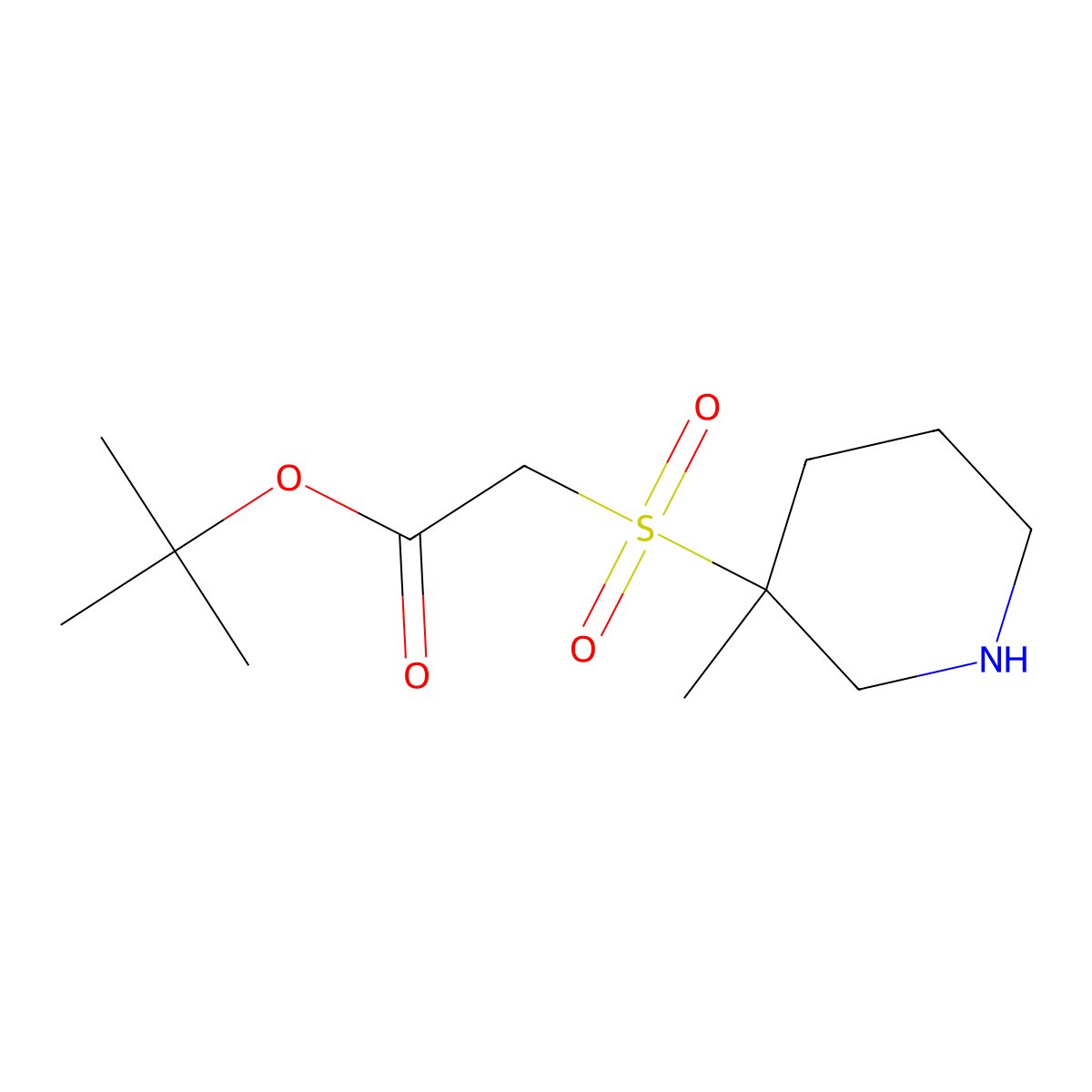Tert-butyl 2-[(3-methylpiperidin-3-yl)sulfonyl]acetate molecular structure, CAS 2870661-29-1