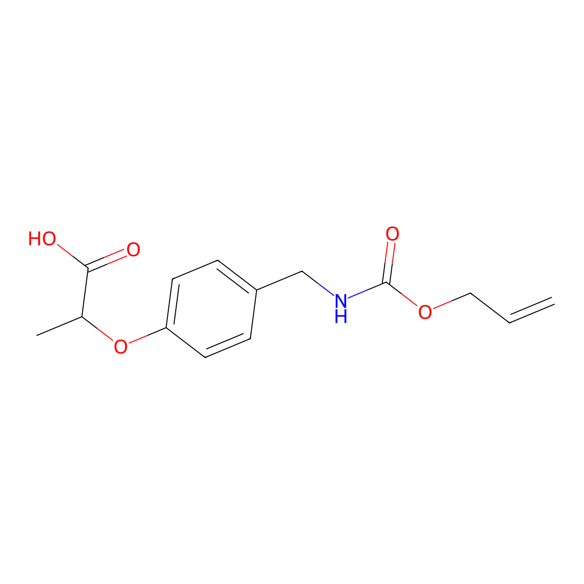2-[4-({[(Prop-2-en-1-yloxy)carbonyl]amino}methyl)phenoxy]propanoic acid molecular structure, CAS 2870661-32-6
