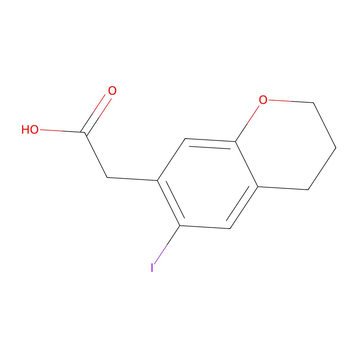 2-(6-iodo-3,4-dihydro-2H-1-benzopyran-7-yl)acetic acid molecular structure, CAS 2870666-20-7