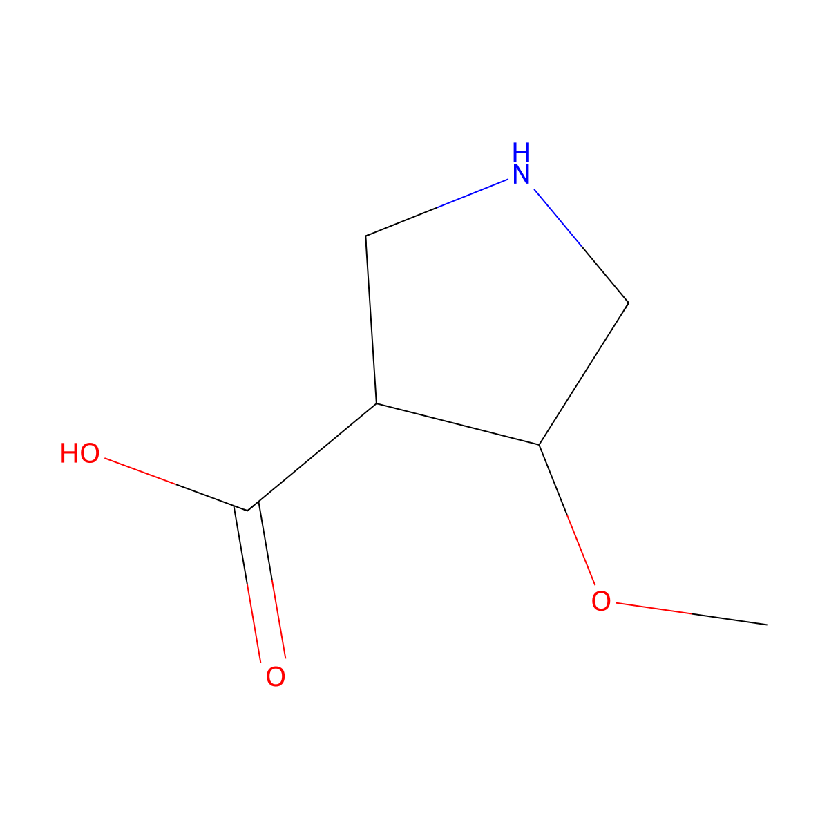 (3R,4S)-4-methoxypyrrolidine-3-carboxylic acid molecular structure, CAS 2870666-28-5